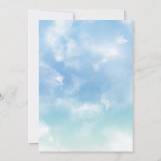 水の色は男の子ブルーボー子供部屋ベビーShowe 招待状 (裏面)