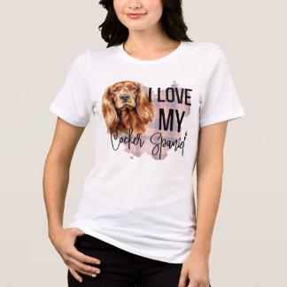 水の色は私のコッカースパニエル犬犬が大好き トライブレンドTシャツ