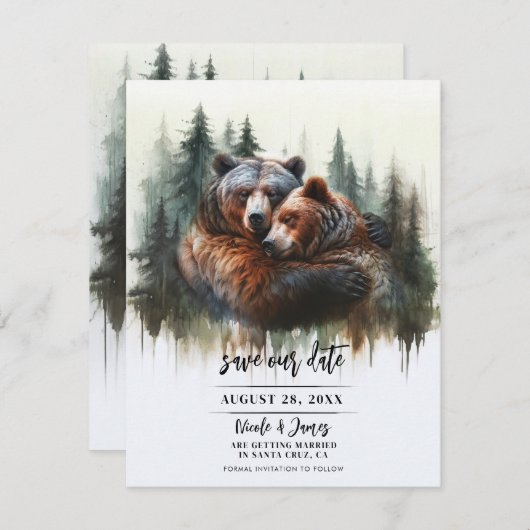 水の色は素朴荒野を支える日付 招待状 (正面/裏面)