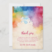 水の色は絵を描赤ん坊のシャワー感謝していを跳ね上げる サンキューカード (正面)