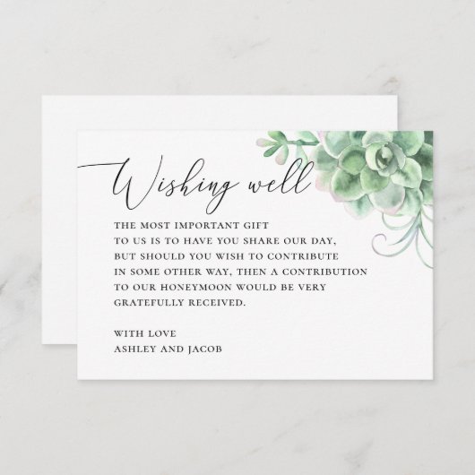 水の色は良く願う多肉汁。サボテン結婚ズ エンクロージャーカード (正面/裏面)