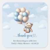 水の色は青いアイボリーバルーン赤ちゃんシャワー スクエアシール (正面)