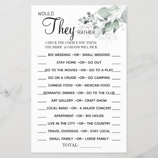 水の色は、彼らはむしろシャワーゲームカード チラシ (正面)