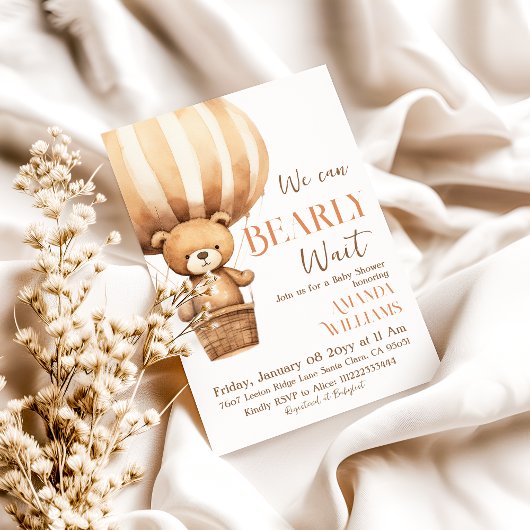 水の色は、我々はベアベビーシャワーを待つことができる 招待状