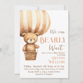 水の色は、我々はベアベビーシャワーを待つことができる 招待状 (正面)