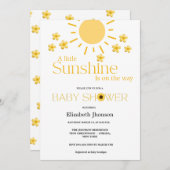 水の色ひまわり私たちの小さな赤ちゃんシャワー 案内状 (正面/裏面)