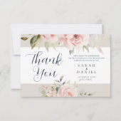 水の色ほこりっぽいバラピンク結婚の歓迎 サンキューカード (正面)