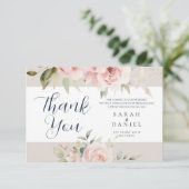 水の色ほこりっぽいバラピンク結婚の歓迎 サンキューカード (スタンド正面)