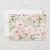 水の色ほこりっぽいバラピンク結婚の歓迎 サンキューカード (裏面)