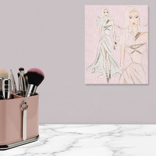 水の色ほこりっぽいバラヴォーグファッションモデル キャンバスプリント