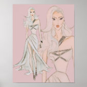 水の色ほこりっぽいバラヴォーグファッションモデル ポスター (正面)