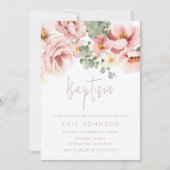 水の色ほこりっぽいバラ美しいバプテスマ 招待状 (正面)