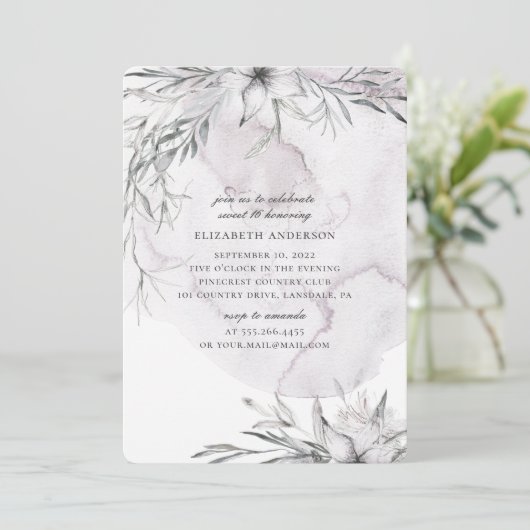 水の色ほこりっぽいフローラ甘い16.花淡い色の花 招待状 (スタンド正面)