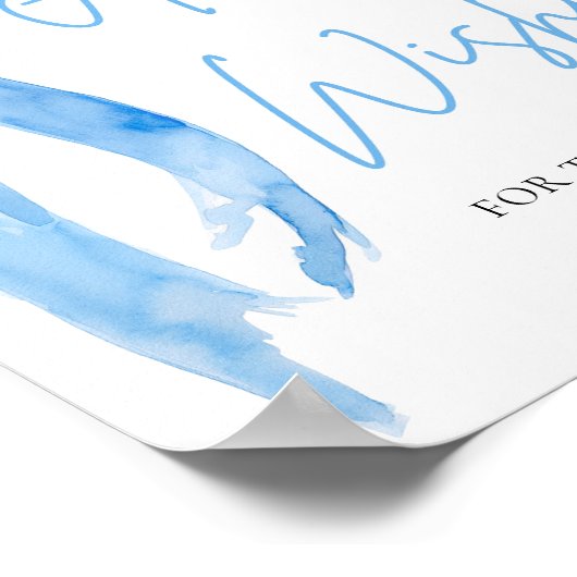 水の色ほこりっぽいブルーボウアドバイスとウィッシュサイン ポスター (角)