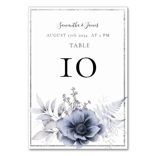 水の色ほこりっぽいブルーボホフローラ結婚ズ テーブルナンバー (正面)