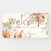 水の色ぼほ野花の赤ちゃんシャワー 横断幕 (横)