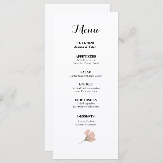 水の色または結婚イベントメニュー メニュー (正面/裏面)