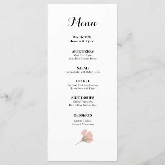 水の色または結婚イベントメニュー メニュー (正面)