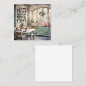 水の色みすぼらしいシックなクリスマスキッチン スクエア名刺 (正面/裏面)