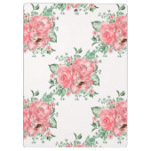 水の色みすぼらしいシックなピンクのバラと水玉模様 クリップボード (裏面)