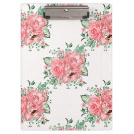 水の色みすぼらしいシックなピンクのバラと水玉模様 クリップボード