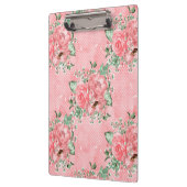 水の色みすぼらしいシックなピンクのバラと水玉模様 クリップボード (左)