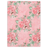 水の色みすぼらしいシックなピンクのバラと水玉模様 クリップボード (裏面)