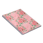 水の色みすぼらしいシックなピンクのバラと水玉模様 ノートブック (右側)