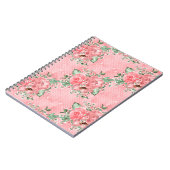 水の色みすぼらしいシックなピンクのバラと水玉模様 ノートブック (左側)