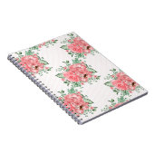 水の色みすぼらしいシックなピンクのバラと水玉模様 ノートブック (右側)