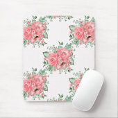 水の色みすぼらしいシックなピンクのバラと水玉模様 マウスパッド (マウス)