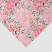 水の色みすぼらしいシックなピンクのバラと水玉模様 薄葉紙 (詳細)