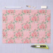 水の色みすぼらしいシックなピンクのバラと水玉模様 薄葉紙 (クラフト)