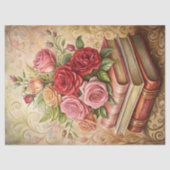 水の色みすぼらしいシックなヴィンテージ赤いバラの古い本 薄葉紙 (正面)