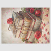 水の色みすぼらしいシックなヴィンテージ赤いバラの古い本 薄葉紙 (正面)