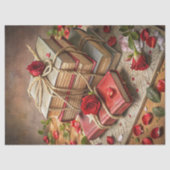 水の色みすぼらしいシックなヴィンテージ赤いバラの古い本 薄葉紙 (正面)