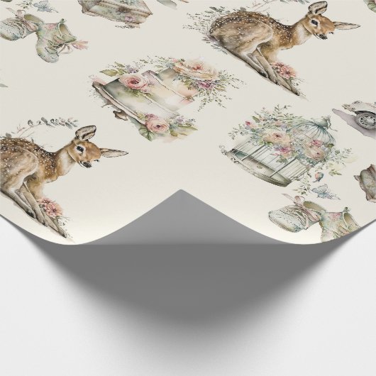 水の色みすぼらしいシックな赤ちゃんシャワー ラッピングペーパー (角)