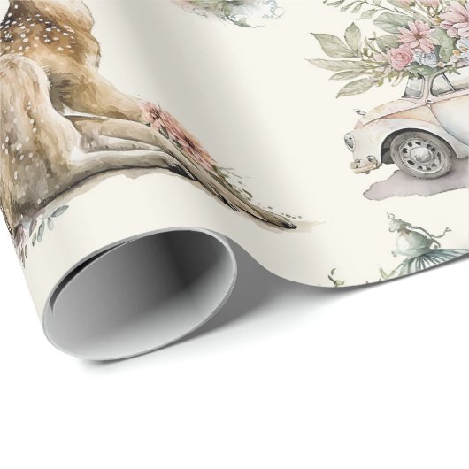 水の色みすぼらしいシックな赤ちゃんシャワー ラッピングペーパー (ロールコーナー)