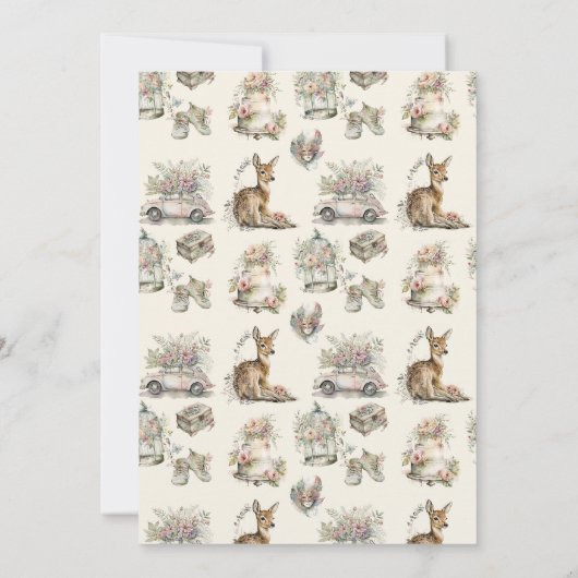 水の色みすぼらしいシックな赤ちゃんシャワー 招待状 (裏面)