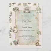 水の色みすぼらしいシックな赤ちゃんシャワー 招待状 (正面/裏面)