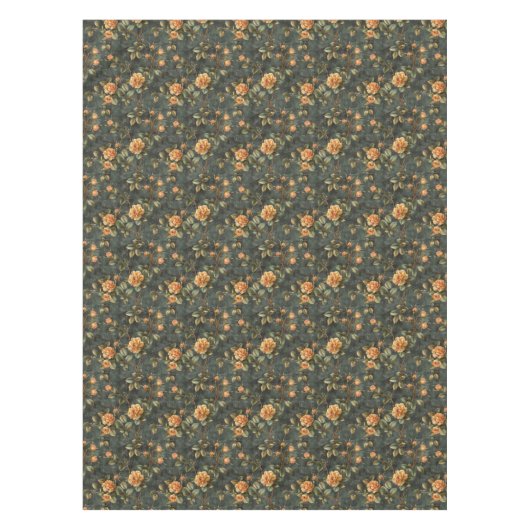 水の色みすぼらしいシックな黄色のオレンジのフランスのバラ テーブルクロス (正面)