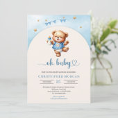 水の色よくはしゃぐテディベアとボトルアーチ 招待状 (スタンド正面)