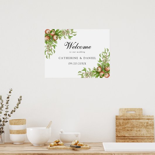 水の色りんご結婚の歓迎サイン ポスター (キッチン)