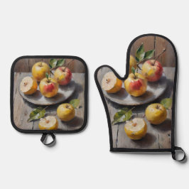 水の色りんご絵画の 鍋つかみ&鍋敷きセット