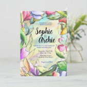 水の色をカスタマイズする縁付き花 招待状 (スタンド正面)