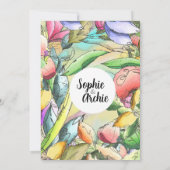 水の色をカスタマイズする縁付き花 招待状 (裏面)