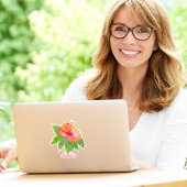 水の色をパーソナライズするハイビスカス熱帯花 シール