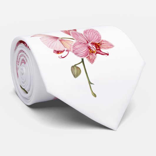 水の色をパーソナライズするピンクの蛾の蘭の花 ネクタイ (ロール)