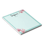 水の色をパーソナライズするピンクの蛾の蘭の花 ノートパッド (アングル)