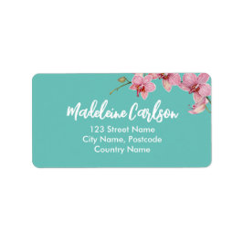 水の色をパーソナライズするピンクの蛾の蘭 ラベル